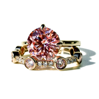 The Lodestone 3.42ct Pink Round Brilliant Solitaire in 14K Yellow Gold