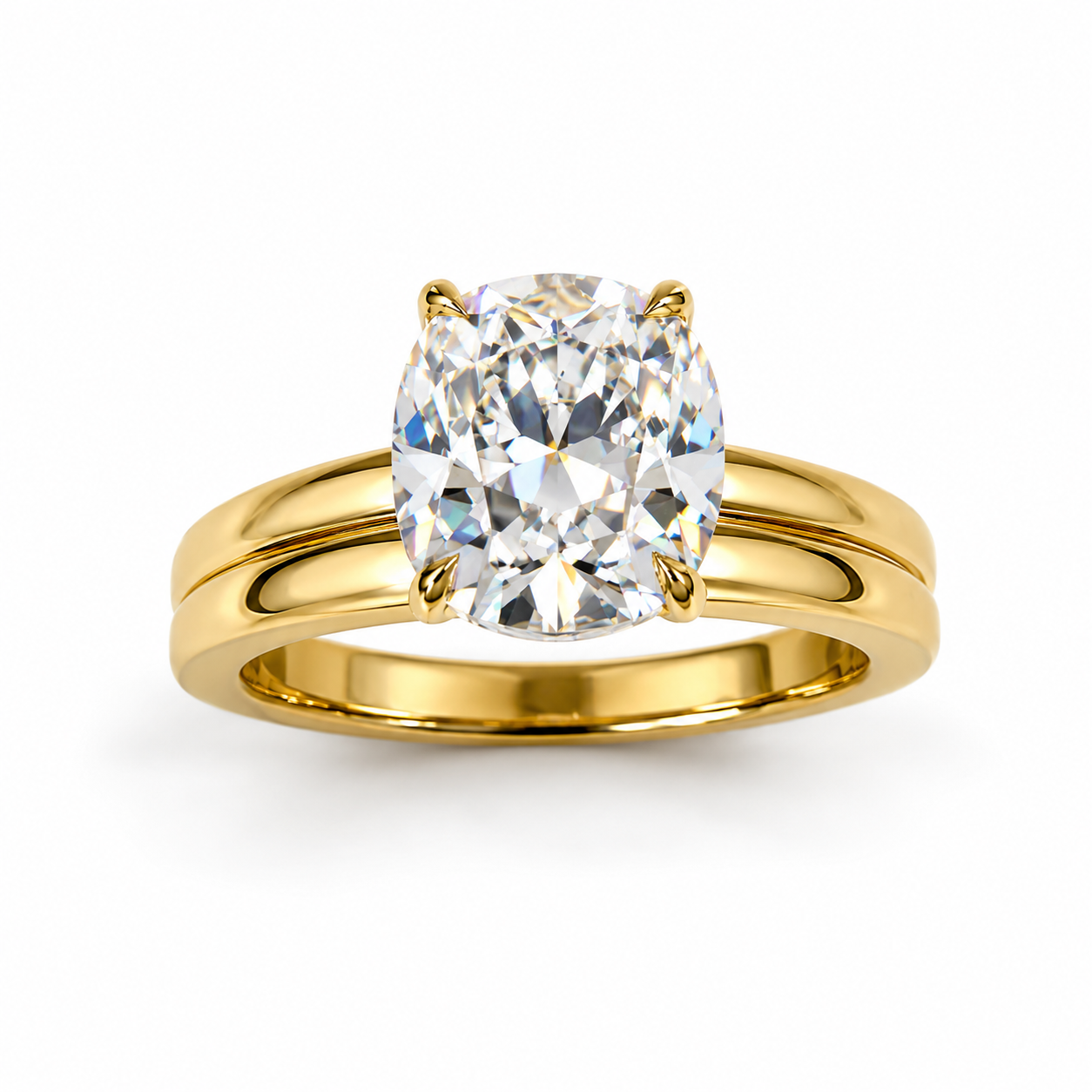 The Double Trouble 2.58ct Old Mine Cut Cushion Solitaire in 14K Yellow Gold