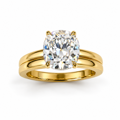 The Double Trouble 2.58ct Old Mine Cut Cushion Solitaire in 14K Yellow Gold