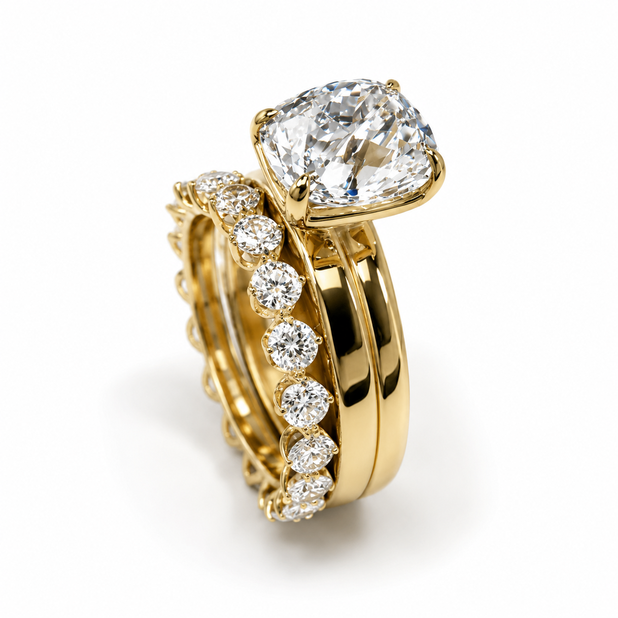 The Double Trouble 2.58ct Old Mine Cut Cushion Solitaire in 14K Yellow Gold