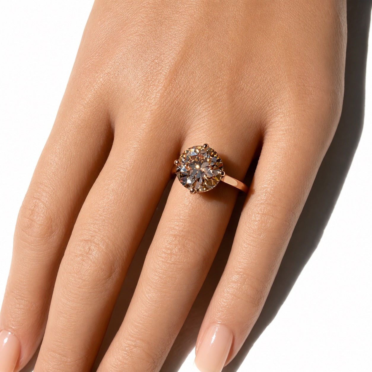 The Lodestone 5ct Antique Cut Warm Rose Gold Solitaire