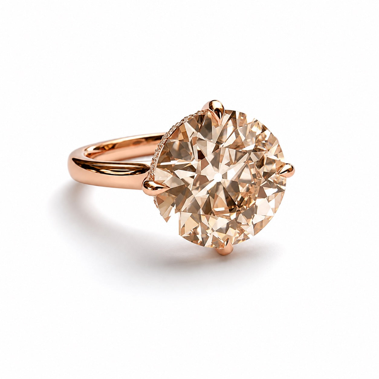 The Lodestone 5ct Antique Cut Warm Rose Gold Solitaire