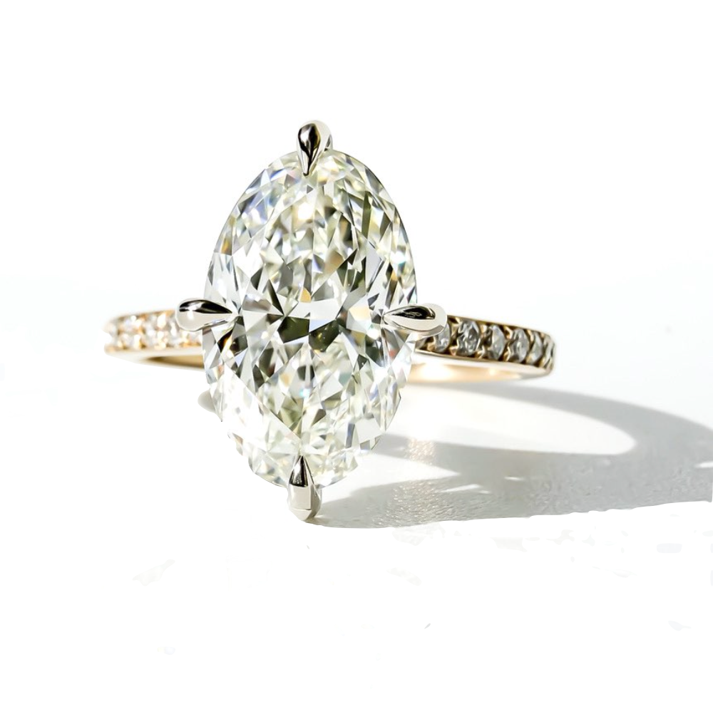 The Lodestone Crushed Ice Moval in Two Tone 14K Gold