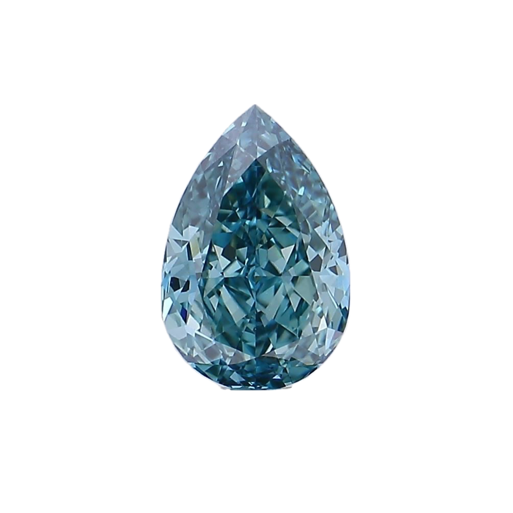 2.10ct Fancy Vivid Greenish Blue VS1 IGI Certified Modified Brilliant Cut Pear Lab Diamond