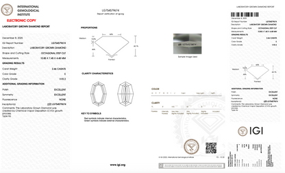 2.46ct E VVS2 IGI Certified Octagonal Step Cut Lab Diamond