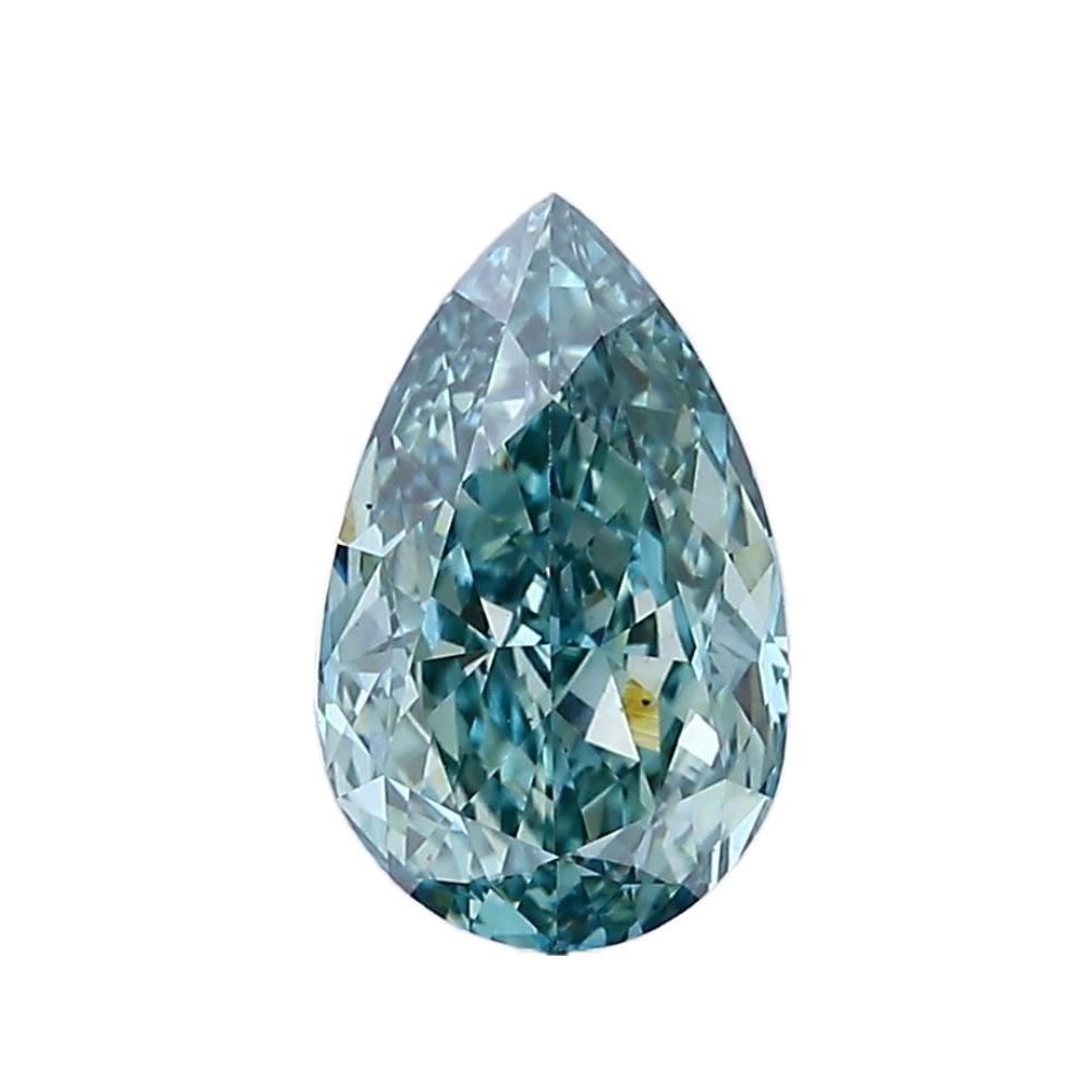 3.03ct Fancy Vivid Bluish Green VS2 IGI Certified Modified Brilliant Cut Pear Lab Diamond