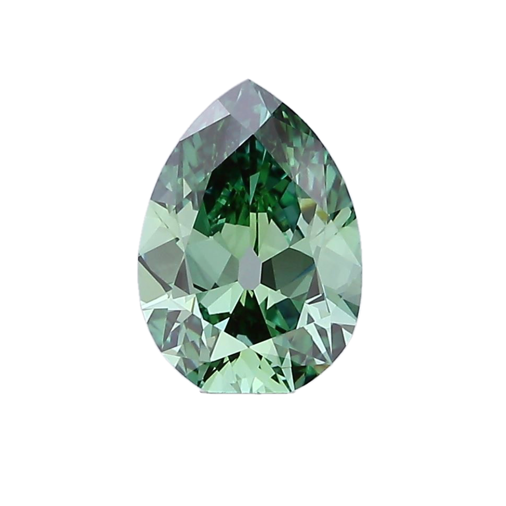 2.04ct Fancy Vivid Green VVS2 IGI Certified Antique Cut Pear Lab Diamond