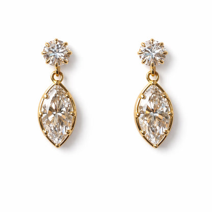 Marquise Dangle Earrings in 14K Yellow Gold