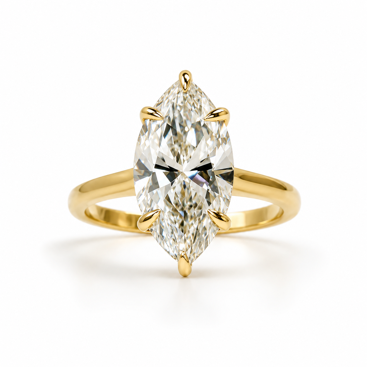 The Fifth Avenue Marquise Solitaire in 14K Yellow Gold