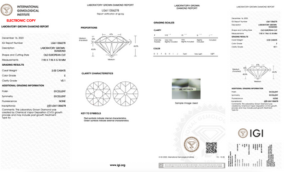 2.02ct E VS1 European Cut (OEC) IGI Certified Lab Diamond