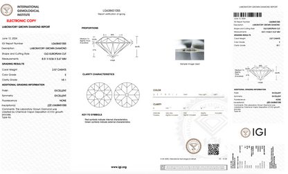 2.57ct European Cut (OEC) IGI Certified Lab Diamond