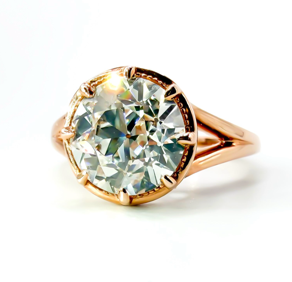 OEC 3.17ct E VVS2 Solitaire in 14K Rose Gold