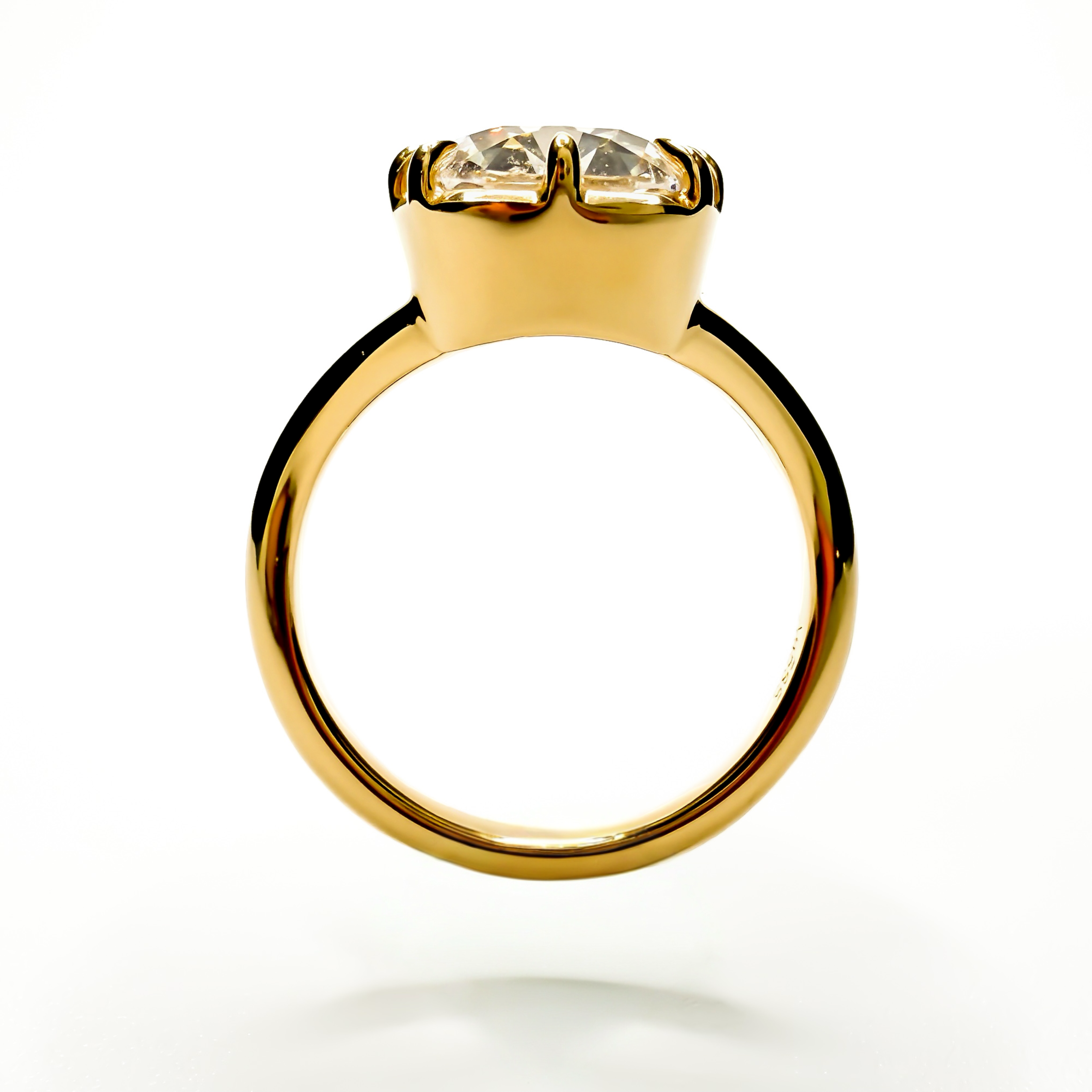 5.09ct old mine cushion cut diamond in 14K yellow gold