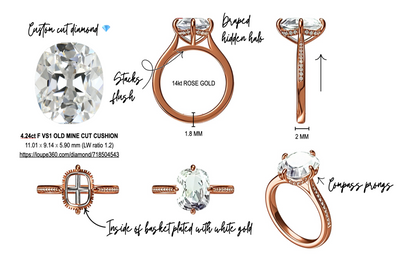 The Lodestone Rosé Old Mine Cut Cushion Solitaire
