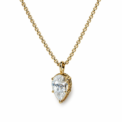 Pear-Shaped Diamond Pendant in 14K Yellow Gold