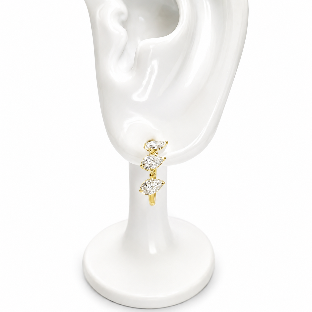 Pear Huggies in 14K Yellow Gold