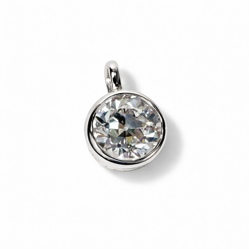 The OEC Bezel Pendant, 2.10ct Antique Cut in 14K White Gold