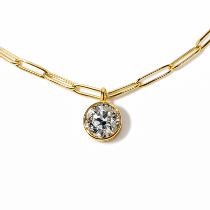 The OEC Bezel Pendant, 2.71ct Antique Cut in 14K Yellow Gold