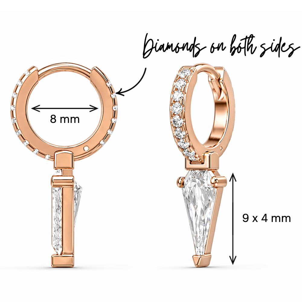 Diamond Switchblade Huggies in 14K Rose Gold