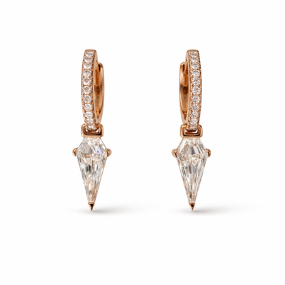 Diamond Switchblade Huggies in 14K Rose Gold