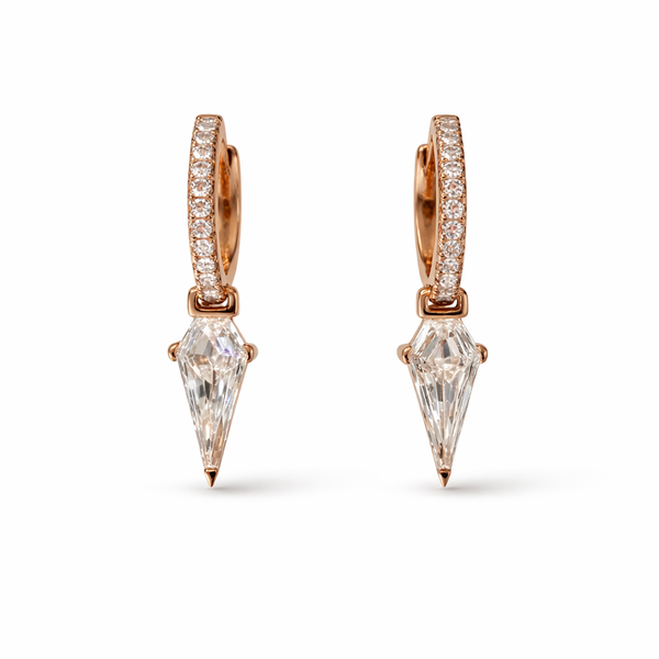 Diamond Switchblade Huggies in 14K Rose Gold