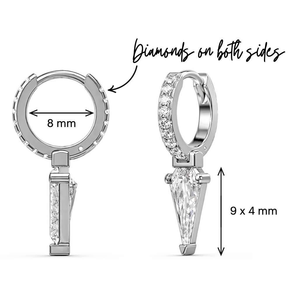 Diamond Switchblade Huggies in 14K White Gold