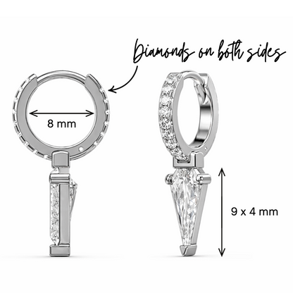 Diamond Switchblade Huggies in 14K White Gold