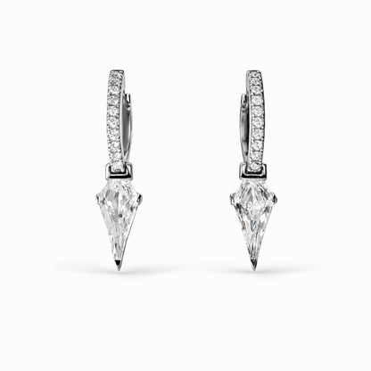 Diamond Switchblade Huggies in 14K White Gold