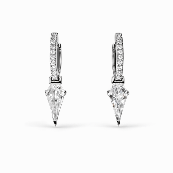 Diamond Switchblade Huggies in 14K White Gold