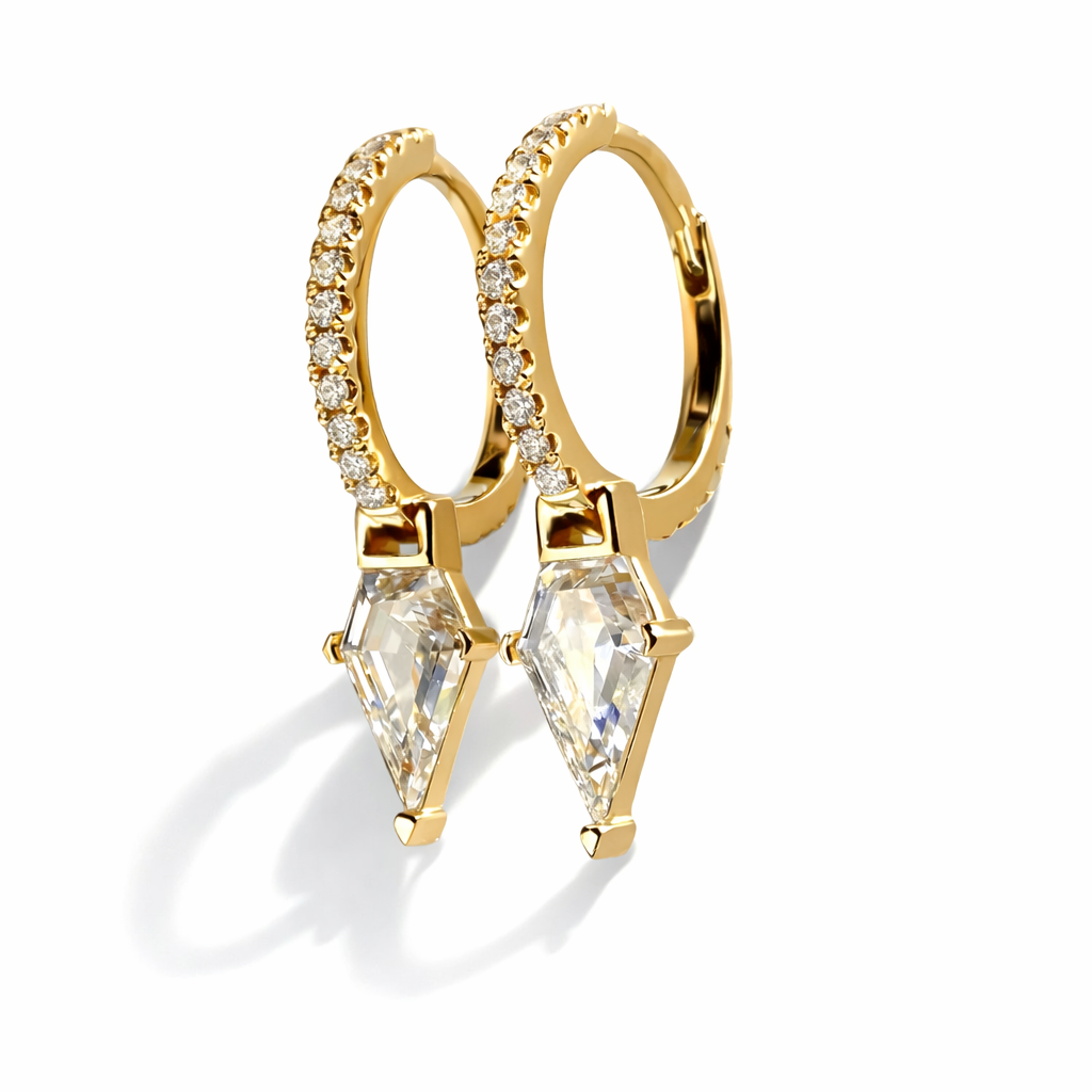 Diamond Spike Huggies in 14K Yellow Gold