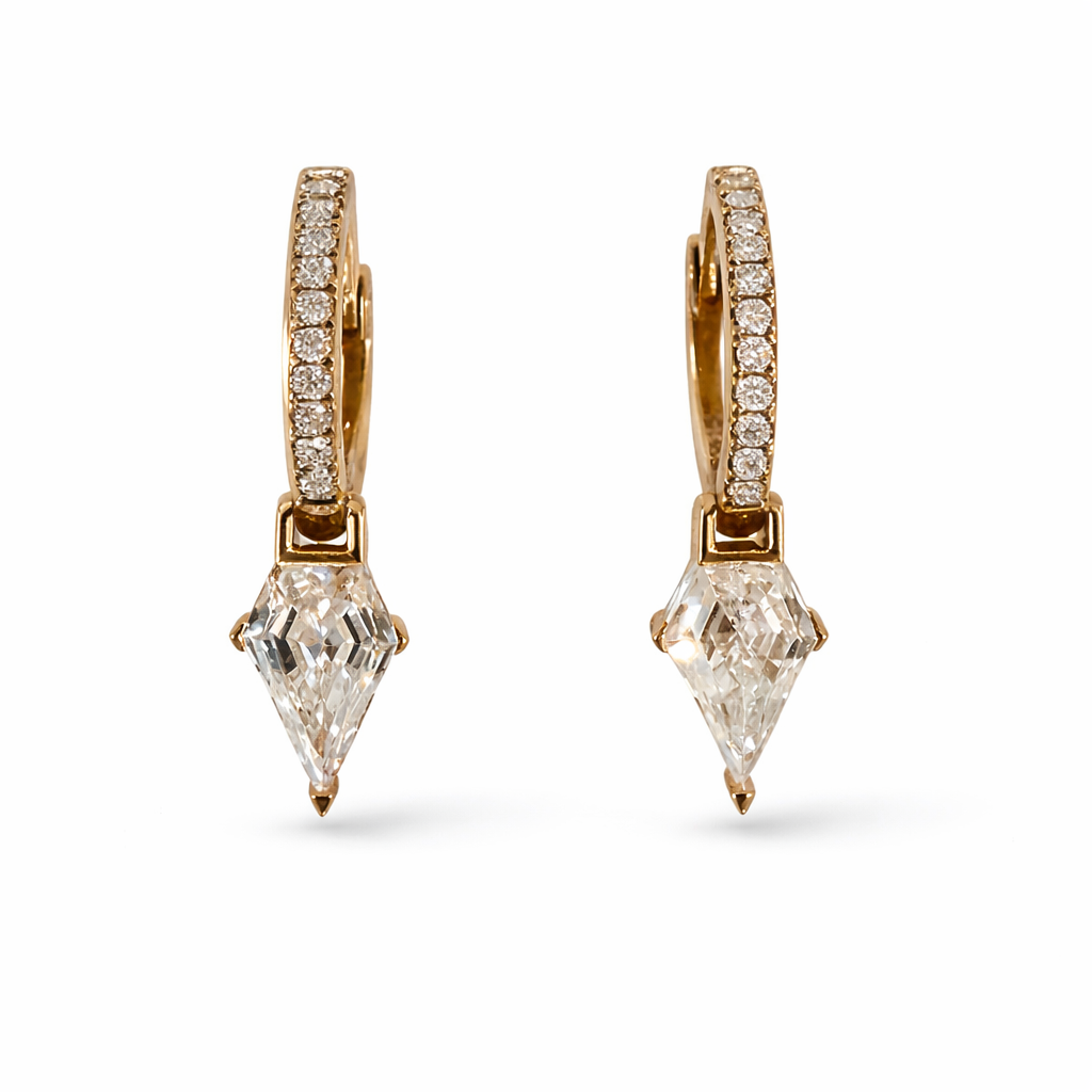 Diamond Spike Huggies in 14K Yellow Gold