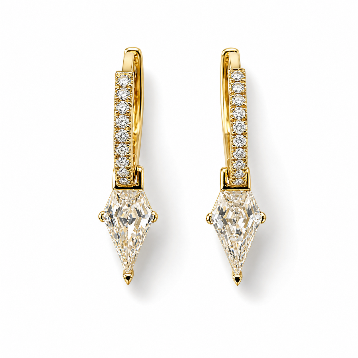 Diamond Spike Huggies in 14K Yellow Gold