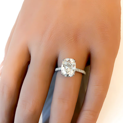Old Mine Cut Cushion Pave Solitaire in Platinum