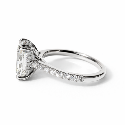 Old Mine Cut Cushion Pave Solitaire in Platinum