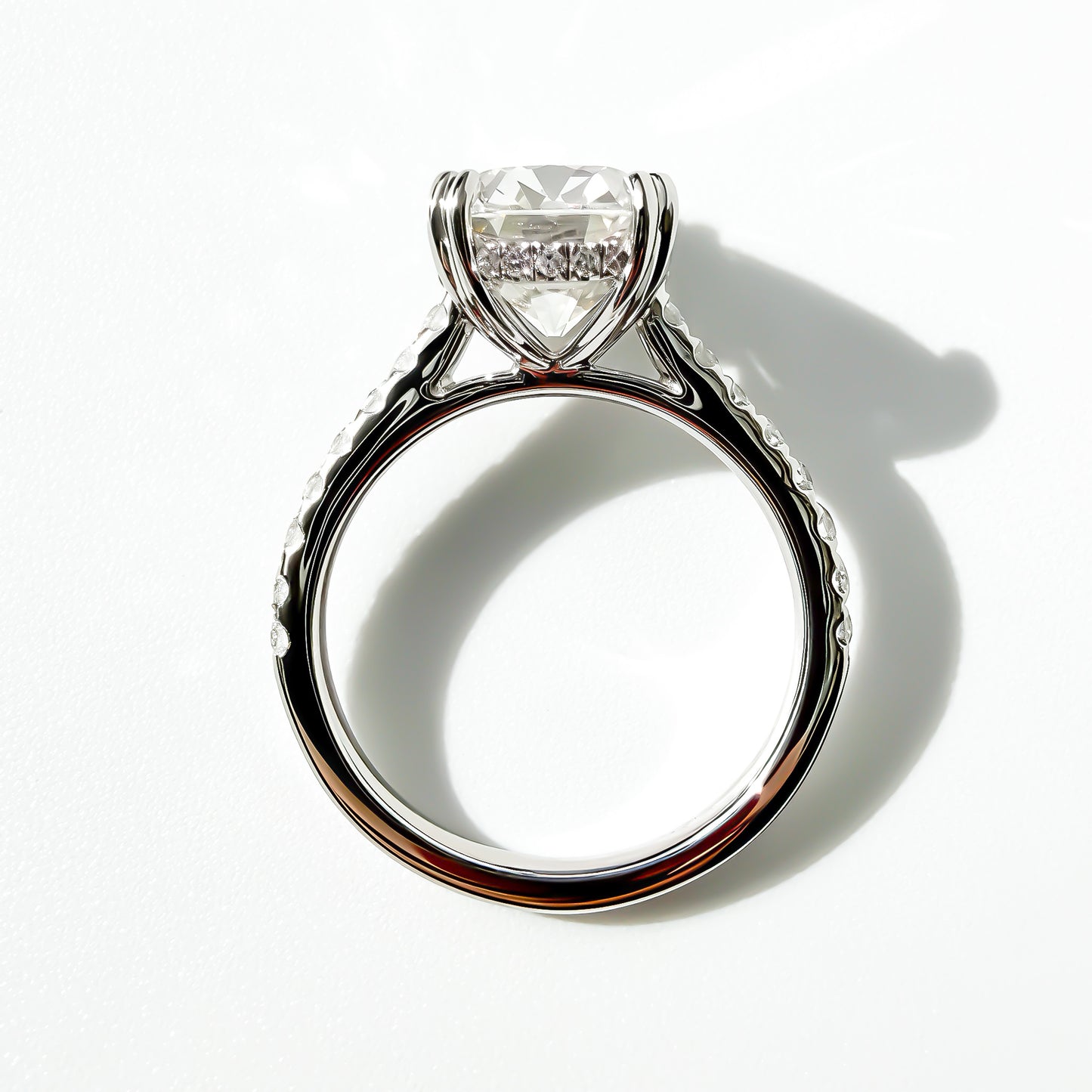 Old Mine Cut Cushion Pave Solitaire in Platinum