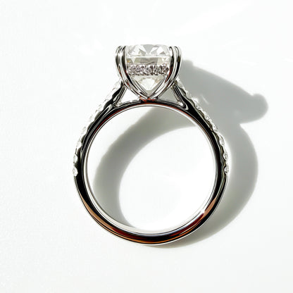 Old Mine Cut Cushion Pave Solitaire in Platinum