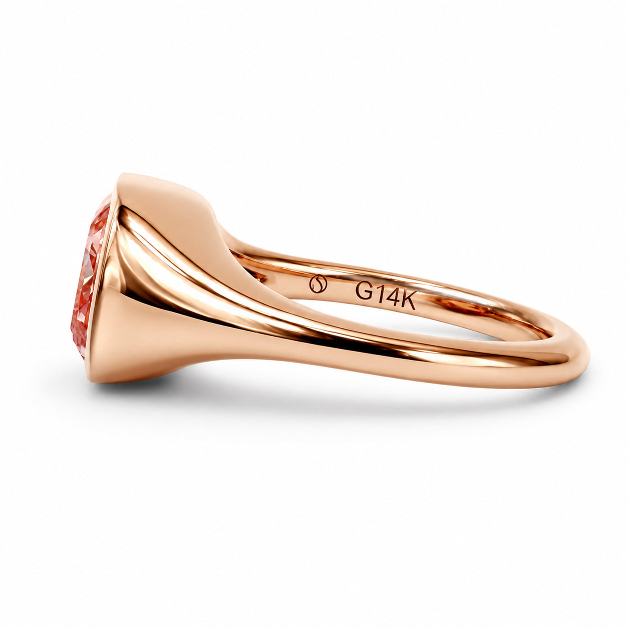 The South Beach Signet, 3ct Fancy Pink Emerald Cut Diamond in 14K Rose Gold