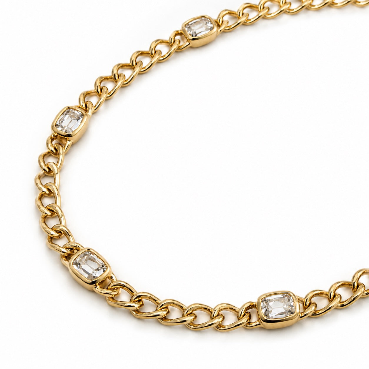 Old Mine Cut Cushion Diamond Curb Station Bracelet