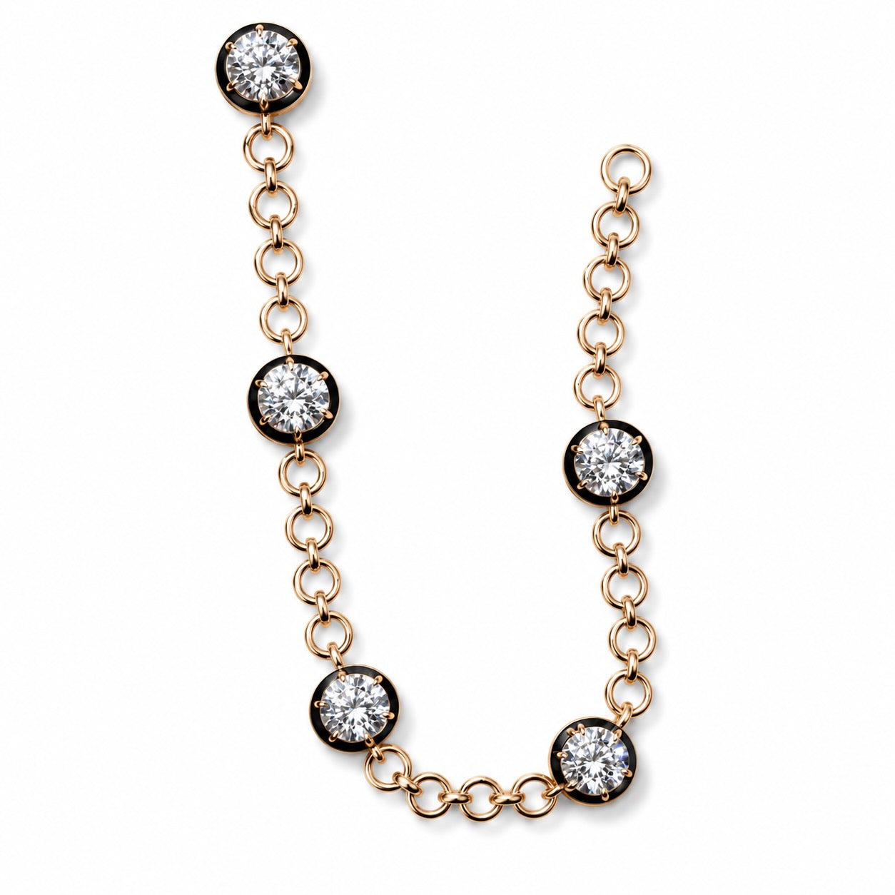 3.77ctw Blackened Georgian Station Bracelet in 14K Yellow Gold