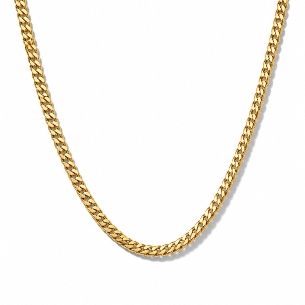 4mm Solid Miami Cuban Chain, 14K Yellow Gold
