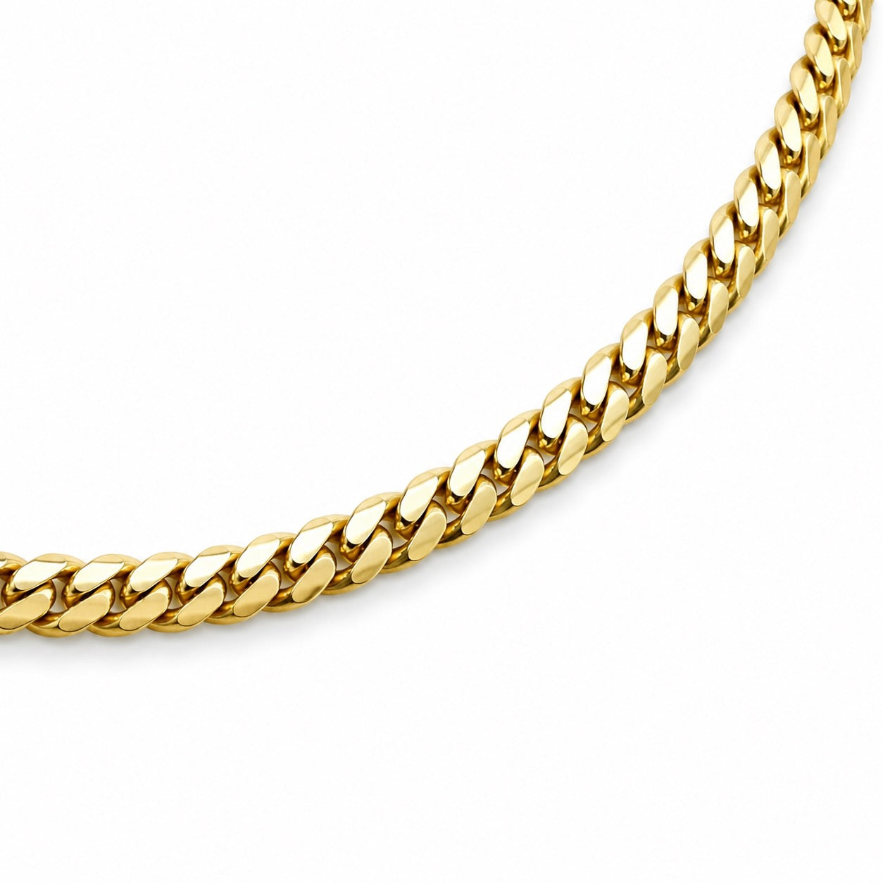 4mm Solid Miami Cuban Chain, 14K Yellow Gold