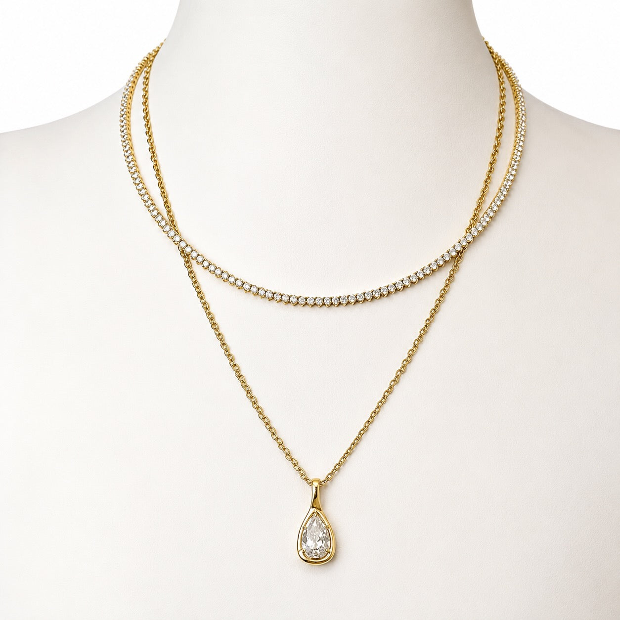 5.5ctw Three Prong Tennis Necklace, 14K Yellow Gold