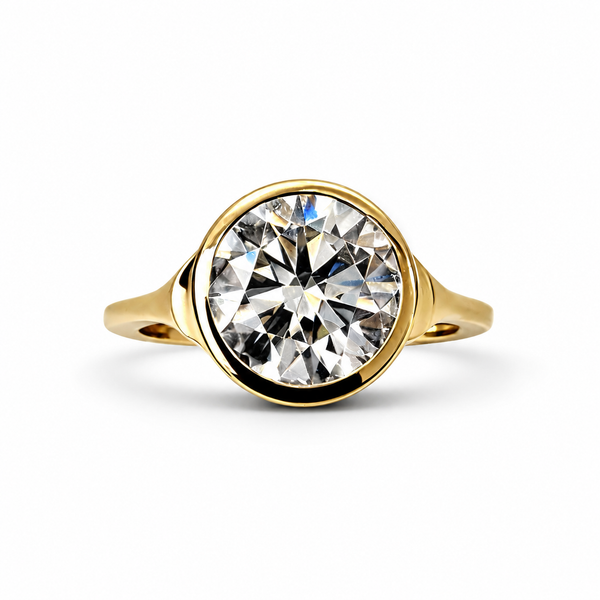 The Sunroof Round Bezel Solitaire, 3.08ct in 14K Yellow Gold