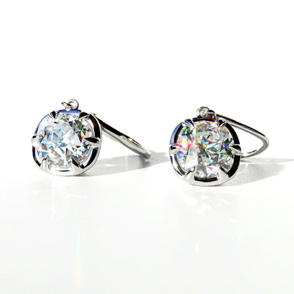 3ct E VVS1 Old Mine Cut Cushion Dangle Earrings in 14K White Gold