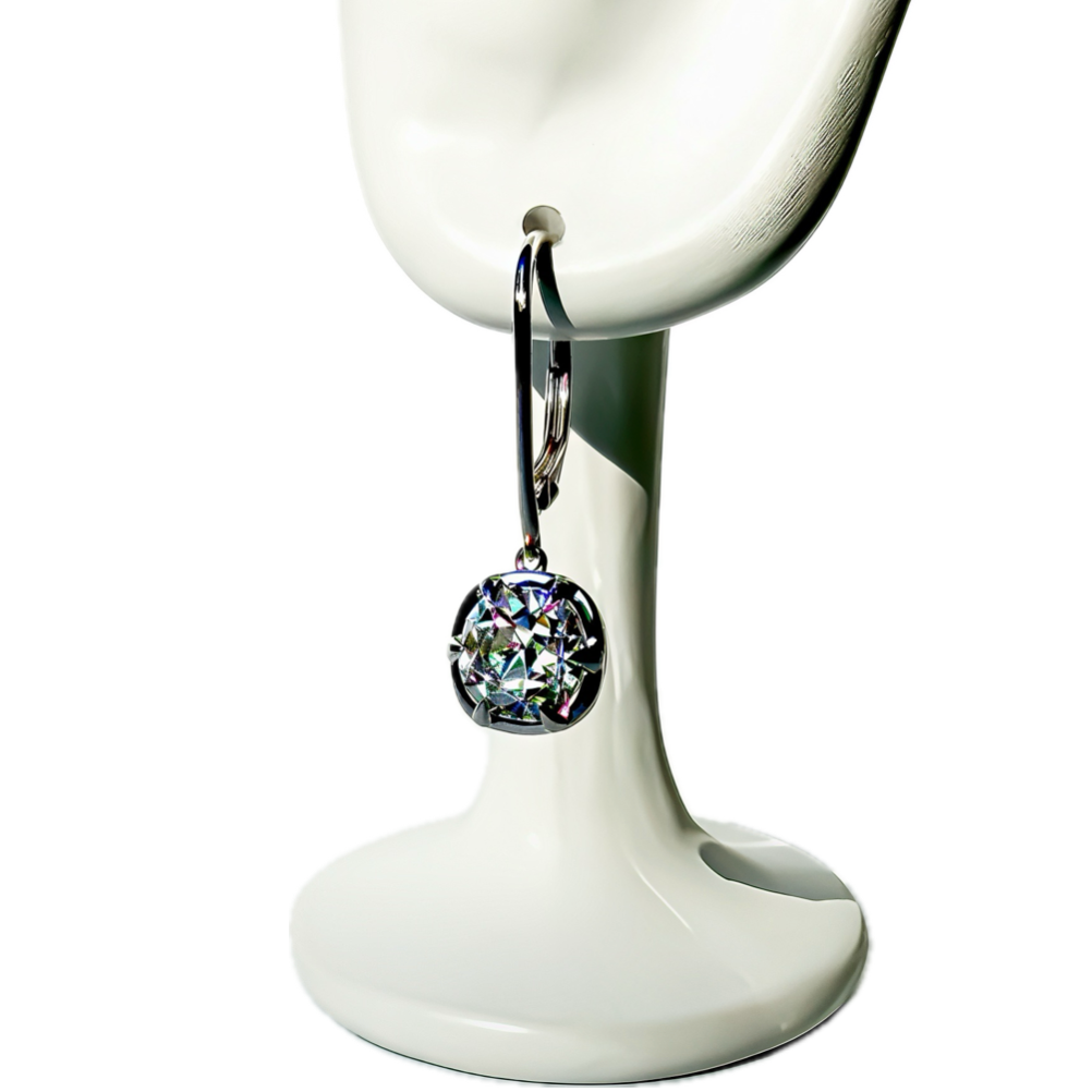 3ct E VVS1 Old Mine Cut Cushion Dangle Earrings in 14K White Gold