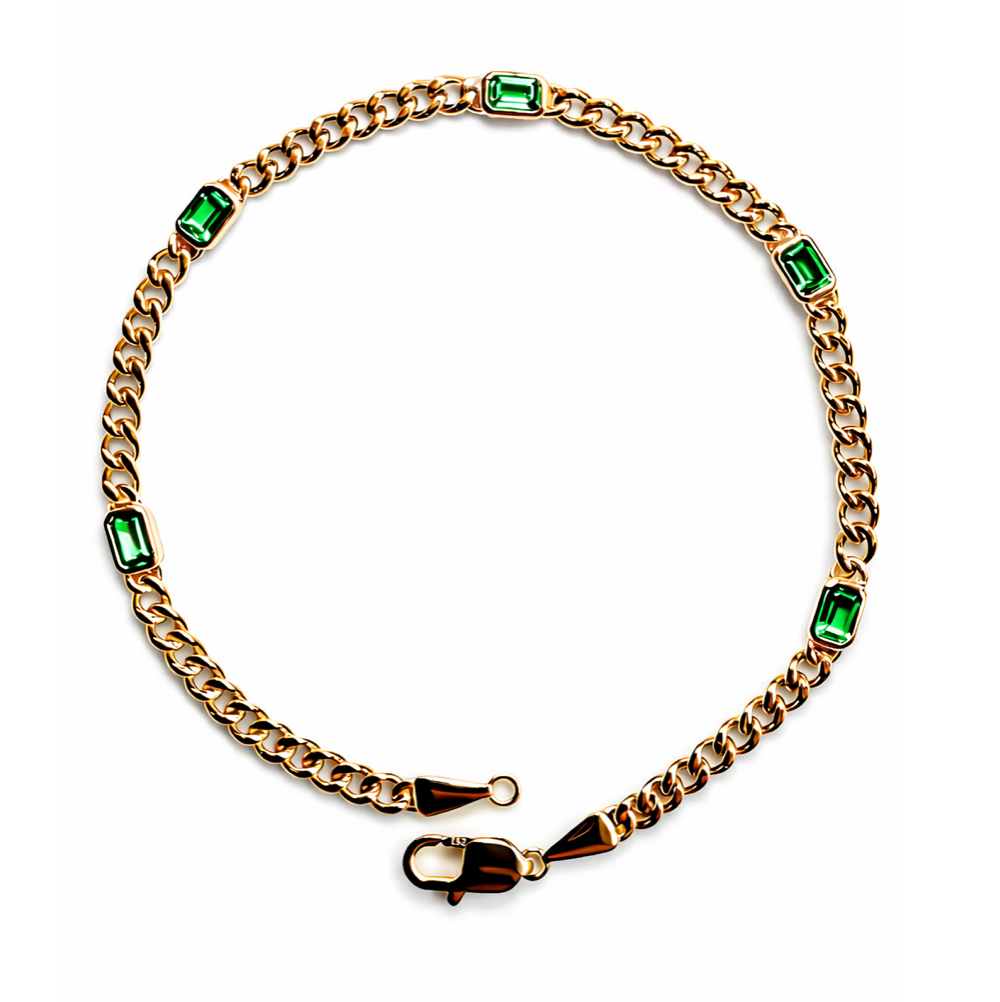 Emerald Cut Emerald Station Bracelet