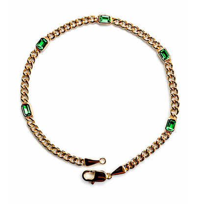 Emerald Cut Emerald Station Bracelet