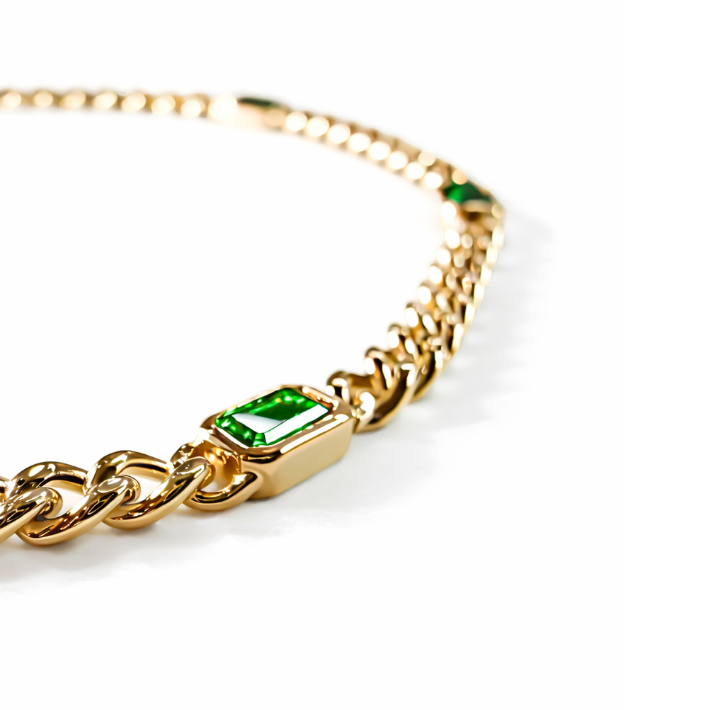 Emerald Cut Emerald Station Bracelet
