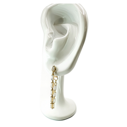 Baguette Dangle Earrings in 14K Yellow Gold