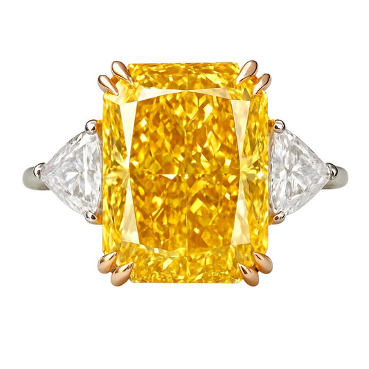 Fancy Yellow Radiant Three Stone Ring